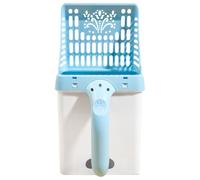 Kronabelle Cat Litter Scooper with Funnel Design, Detachable and Portable Cat Scooper for Litter Box, Blue Paw Handle Pattern, Includes Trash Bags for Disposal, Efficient Sifting Tool for Pet Owners