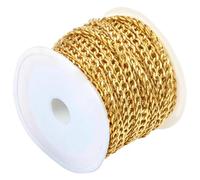 Kronabelle Diy Gold Chain, 39.4 In / 100 Cm Gold Plated Stainless Steel Chain, 0.2 In / 0.5 Cm Width, For Necklaces And Bracelets, Crafting Supply In Bulk