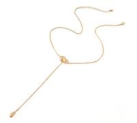 Kronabelle Gold Bean Pendant Necklace for Women, Minimalist Dangle with Irregular Metal Square Snake Chain, Lightweight Teardrop Charm