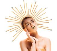 Kronabelle Halo Crown Headband For Women, Golden Virgin Mary Headpiece, Zip Tie Spiked Halo Crown, Costume Headband, Met Gala Style