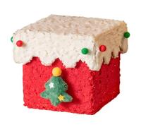 Kronabelle Handmade Felt Christmas Storage Box With Tree Design, Red & White Fuzzy Present Holder For Holiday Treats, (5.3X5.3X4.9)