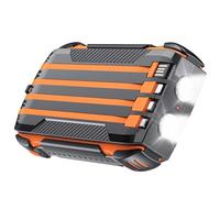 Kronabelle High Capacity 30000Mah Solar Charger Power Bank, Portable Quick Charge Battery Pack with Dual Led Flashlight, Orange for Outdoor Use