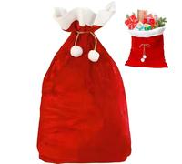 Kronabelle Velvet Santa Sack, Extra Large 27.5 X 39.4 Inch, Red Christmas Gift Bag With White And Pompoms, Luxury Holiday Storage With Drawstring