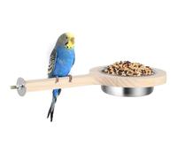 Kronabelle Wooden Bird Perch with Feeding Cup, Ideal for Parakeets, Lovebirds, and Budgies