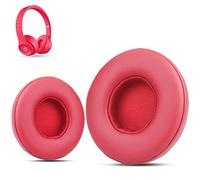 Krone Kalpasmos Earpad Replacement for Beats Solo 2 & 3 Wireless/Wired Headphone, Ear Cushion Premium Protein Leather Memory Foam with Kits, Superb Comfortable Easy to Install - Red