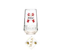Kronenbourg 1664 Half Pint Glass with Midlands Bar Suppliers Thin Bar Coaster, Premium Beer Glassware Set