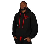 Kronk Boxing Team Towelling Applique Hoodie - Black - Loose Fit Heavyweight Pullover Hoodie - Iconic Retro Boxing Gym Design, Soft Brushed Cotton