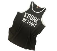 Kronk - Boxing Vest - Iconic Detroit Applique Training Gym Vest, Durable Athletic Training Apparel, Comfortable Men's Sports Vest, Black and White