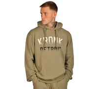 Kronk Faded Iconic Detroit Vintage Wash Khaki Hoodie - Loose Fit Men’s Sweatshirt, Soft Loopback Fleece, Pre-Shrunk Anti-Pill