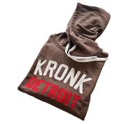 Kronk Iconic Detroit Chain Stitch Hoodie - Cobblestone - Loose Fit Heavyweight Pullover Hoodie - Terryloop Cotton Blend with the Iconic Detroit Retro Boxing Gym Logo