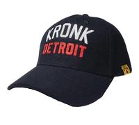 Kronk Iconic Detroit Felt Baseball Cap - Black with White & Red Chain Stitch Embroidery - Adjustable Vintage Boxing Hat Detroit Logo Cap for Men & Women - Retro Athletic Fan Gear