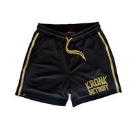 Kronk Iconic Detroit Gym Shorts - 100% Polyester Men’s Training Shorts - Black with a Gold Trim & Embroidered Logo - Lightweight Athletic Boxing & Fitness Wear