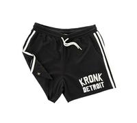 Kronk Iconic Detroit Gym Shorts - 100% Polyester Men’s Training Shorts - Black with White Trim & Embroidered Logo - Lightweight Athletic Boxing & Fitness Wear
