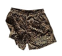Kronk Iconic Detroit Gym Shorts - 100% Polyester Men’s Training Shorts - Leopard Print with a Gold Trim & Embroidered Logo - Lightweight Athletic Boxing & Fitness Wear