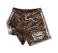 Kronk Iconic Detroit Gym Shorts - 100% Polyester Men’s Training Shorts - Leopard Print with a White Trim & Embroidered Logo - Lightweight Athletic Boxing & Fitness Wear