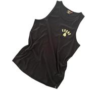 Kronk One Colour Gloves Cotton Vest - 100% Cotton Men’s Tank Top - Black with Gold - Embroidered Logo - Slim Athletic Fit Gym & Training Vest