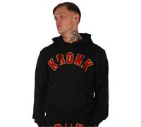 Kronk War Towelling Applique Hoodie - Black - Loose Fit Heavyweight Pullover Hoodie - Terryloop Cotton Blend with an Iconic Boxing Logo Design