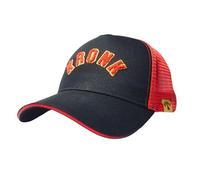 Kronk War Trucker Cap - Black with Red Mesh & Red/Yellow Towelling Embroidery - Adjustable Vintage Boxing Hat Gym Logo Trucker Cap for Men & Women - Retro Athletic Mesh Back Cap