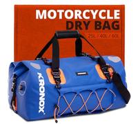 KRONOX Waterproof Motorcycle Duffle Bag for Back Seat -Ultimate Gear Storage Dry Protection - Heavy Duty PVC & Reflective- Large Tail Travel Bag for Riders w/Detachable Shoulder Strap