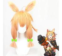 Kroos Cosplay Wigs Game Arknights Orange Yellow Gradient Horsetail Heat Resistant Hair for Halloween Party Carnival Wig and headdress