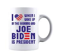 KROPSIS USA Flag I Love When I Wake Up in The Morning and Joe Biden is President Ceramic Coffee Mug Tea Cup White