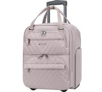 KROSER Carry On Underseat Multi-functional Travel Bag, Suitcase, 16-inch Underseater Lightweight Overnight Suitcase for Women, Grey Pink, 12 x 7 x 16 inches
