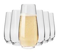 Krosno Champagne & Drink Glasses from The Harmony Collection | Set of 6 | 7.8 oz | Crystal Clear | for Home, Restaurant & Parties | Dishwasher Safe | Lead-Free Crystal Glass