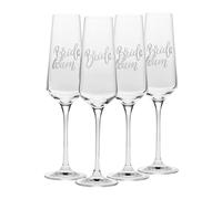 Krosno Champagne Flutes Bride and Team Bride Set of 4 - Handmade Prosecco Glasses Set 180ml Lead-Free Crystal - Matte White Décor, Hen Party and Bridal Shower Gift