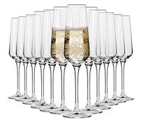 Krosno Champagne Flutes | Set of 12 | 180 ML | Avant-Garde Collection | Lead-Free Crystal Glass | Prosecco Glasses | for Home, Restaurants & Parties | Dishwasher Safe