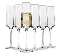Krosno Champagne Flutes | Set of 6 | 180 ML | Avant-Garde Collection | Lead-Free Crystal Glass | Prosecco Glasses | for Home, Restaurants & Parties | Dishwasher Safe