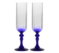 Krosno Gradient Champagne Glasses 200 ml with Cobalt Blue Stem, Set 2 pcs - for Mocktails, Mimosa, Prosecco, Cava and Spritz - Lead-Free Crystal - Dishwasher Safe - Bubble Celebration Moments