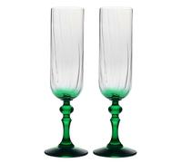 Krosno Gradient Champagne Glasses 200 ml with Green Stem, Set 2 pcs - for Mocktails, Mimosa, Prosecco, Cava and Spritz - Lead-Free Crystal - Dishwasher Safe - Bubble Celebration Moments