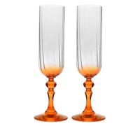 Krosno Gradient Champagne Glasses 220 ml with Orange Stem, Set 2 pcs - for Mocktails, Mimosa, Prosecco, Cava and Spritz - Lead-Free Crystal - Dishwasher Safe - Bubble Celebration Moments