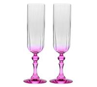 Krosno Gradient Champagne Glasses 220 ml with Pink Stem, Set 2 pcs - for Mocktails, Mimosa, Prosecco, Cava and Spritz - Lead-Free Crystal - Dishwasher Safe - Bubble Celebration Moments