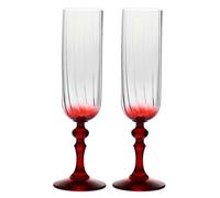 Krosno Gradient Champagne Glasses 220 ml with Red Stem, Set 2 pcs - for Mocktails, Mimosa, Prosecco, Cava and Spritz - Lead-Free Crystal - Dishwasher Safe - Bubble Celebration Moments