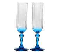 Krosno Gradient Champagne Glasses 220 ml with Turquoise Stem, Set 2 pcs - for Mocktails, Mimosa, Prosecco, Cava and Spritz - Lead-Free Crystal - Dishwasher Safe - Bubble Celebration Moments