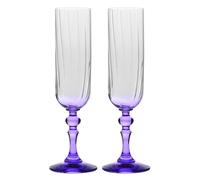 Krosno Gradient Champagne Glasses 220 ml with Violet Stem, Set 2 pcs - for Mocktails, Mimosa, Prosecco, Cava and Spritz - Lead-Free Crystal - Dishwasher Safe - Bubble Celebration Moments