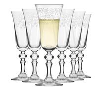 Krosno Champagne Glasses Set of 6-165ml Crystal Champagne Glasses for Prosecco and Sparkling Wine - Tulip Glasses with Decorated Stem & Clear Pattern, Lead-Free Crystal - Krista Deco Collection