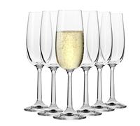 Krosno Champagne Glasses Set of 6-175ml Crystal Champagne Glasses for Prosecco, Cava and Sparkling Wine - Slim Glasses with Long Stem, Lead-Free Crystal - Pure Collection