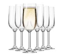 Krosno Champagne & Sparkling Wine Glasses GEMA | Classic Design | Set of 6 | 210 ml | Wide Bowl | Transparent | for Home, Restaurant & Parties | Dishwasher Safe | Lead-Free Crystal Glass