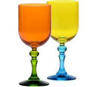 Krosno - Coloured Wine Glasses for Red & White Wine, Mocktails, Water - 2 x 300 ml - Bubble Collection - Orange & Yellow - Lead-Free Crystal - Hand-Painted