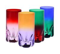 Krosno - Drinking Glasses for Water, Juice & Long Drinks 300 ml - Set of 4 in Unique Colours - Aurora Collection - Lead-Free Crystal - Hand-Painted