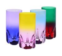 Krosno - Drinking Glasses for Water, Juice & Long Drinks 300 ml - Set of 4 in Unique Colours - Aurora Collection - Lead-Free Crystal - Hand-Painted