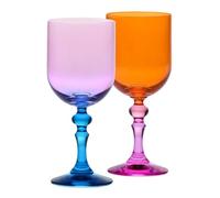 Krosno - Coloured Wine Glasses for Red & White Wine, Mocktails, Water - 2 x 300 ml - Bubble Collection - Pink & Orange - Lead-Free Crystal - Hand-Painted