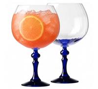 KROSNO Gin Glasses 660 ml with Cobalt Blue Stem, Set of 2 - for Gin & Tonic, Aperol Spritz & Cocktails - Lead-Free - Dishwasher Safe - Bubble Celebration Moments