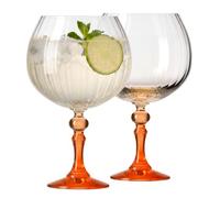 KROSNO Gin Glasses 660 ml with Orange Stem, Set of 2 - for Gin & Tonic, Aperol Spritz & Cocktails - Lead-Free - Dishwasher Safe - Bubble Celebration Moments