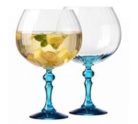 KROSNO Gin Glasses 660 ml with Turquoise Stem, Set of 2 - for Gin & Tonic, Aperol Spritz & Cocktails - Lead-Free - Dishwasher Safe - Bubble Celebration Moments