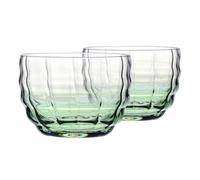 KROSNO Glasses for Matcha Latte and Tea Set of 2 330 ml, Matcha Moments Collection - Green Gradient, Lead-Free Crystal - Wide Glasses for Coffee and Tea, Dishwasher Safe