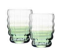 KROSNO Glasses for Matcha Latte and Tea Set of 2 400 ml, Matcha Moments Collection - Green Gradient, Lead-Free Crystal - Modern Glasses for Hot Drinks, Dishwasher Safe