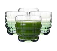 KROSNO Glasses for Matcha Latte and Tea Set of 4 330 ml, Matcha Moments Collection - Green Gradient, Lead-Free Crystal - Elegant Glasses for Coffee and Tea, Dishwasher Safe